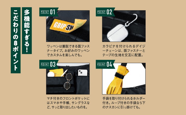 GRIP SWANY ワッペン付きショルダーバッグBOOK